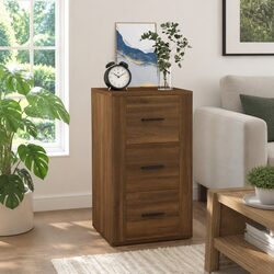 Versatile Storage Sideboard with 3 Drawers, Brown Oak