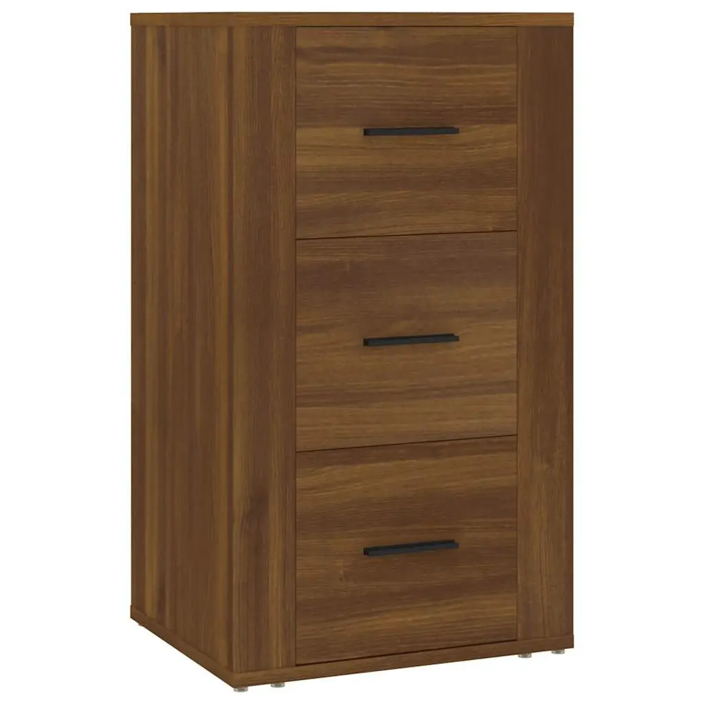 Storage Sideboard with 3 Drawers, Brown Oak