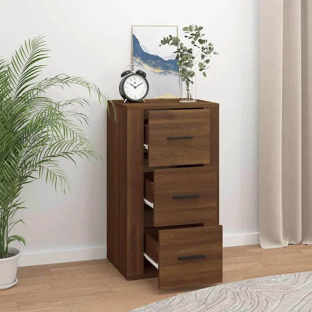 Storage Sideboard with 3 Drawers, Brown Oak