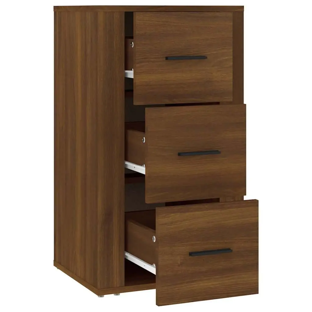 Storage Sideboard with 3 Drawers, Brown Oak