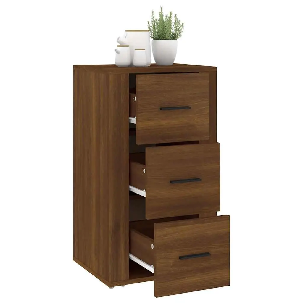 Storage Sideboard with 3 Drawers, Brown Oak