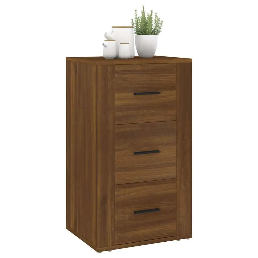 Storage Sideboard with 3 Drawers, Brown Oak
