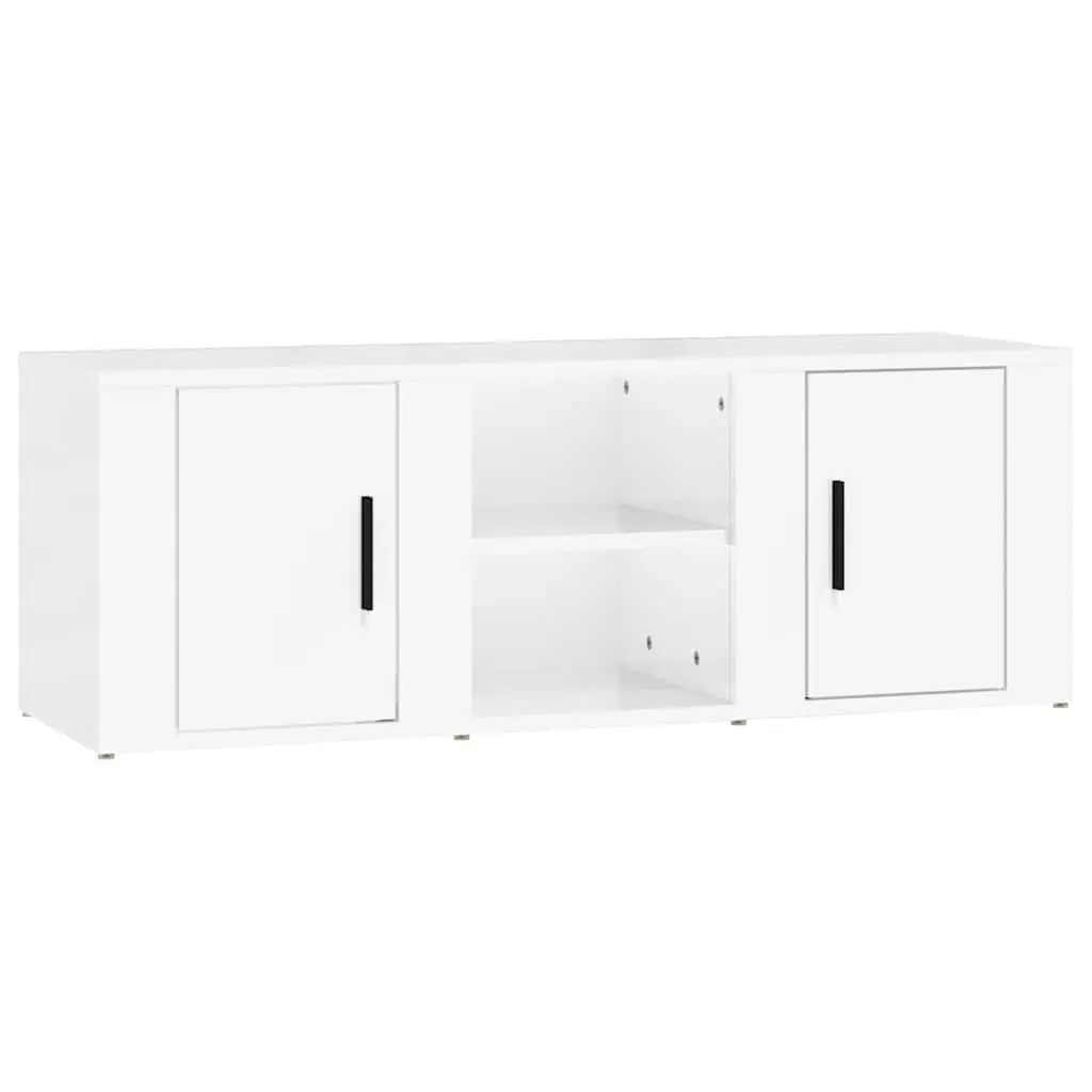 4-Compartment TV Cabinet in High Gloss White