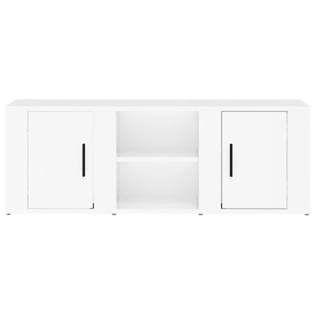 4-Compartment TV Cabinet in High Gloss White