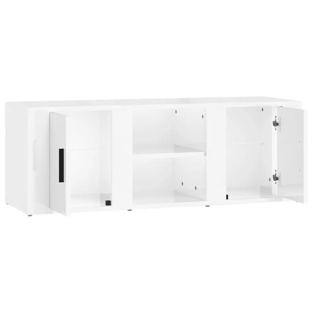 4-Compartment TV Cabinet in High Gloss White