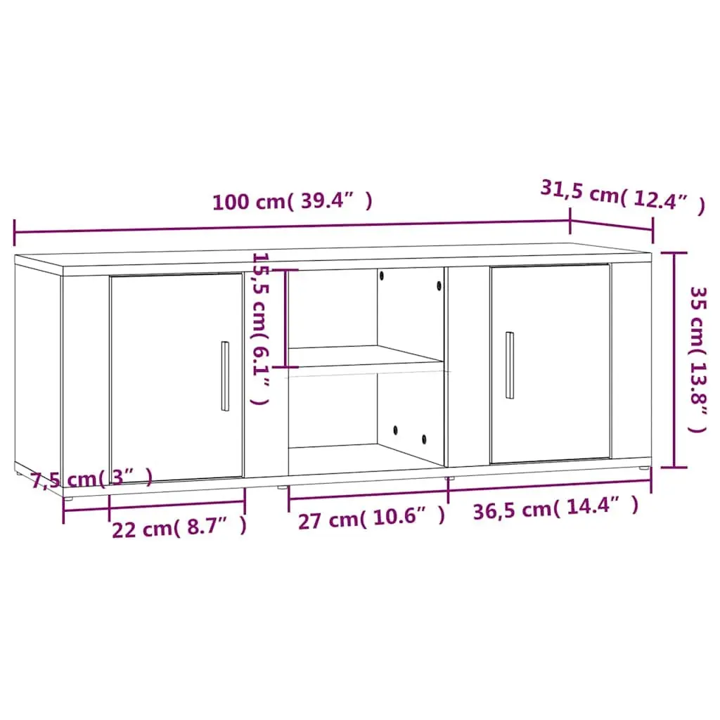 4-Compartment TV Cabinet in High Gloss White