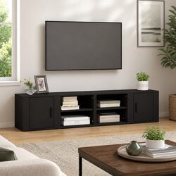 Practical Black TV Cabinets 2 pcs 80x31.5x36 cm for Home Use
