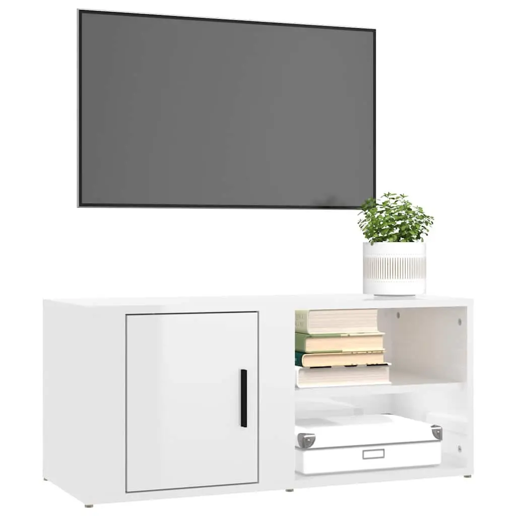 TV Cabinets Engineered Wood 80x31.5x36 cm High Gloss White 2 pcs Media Storage Unit