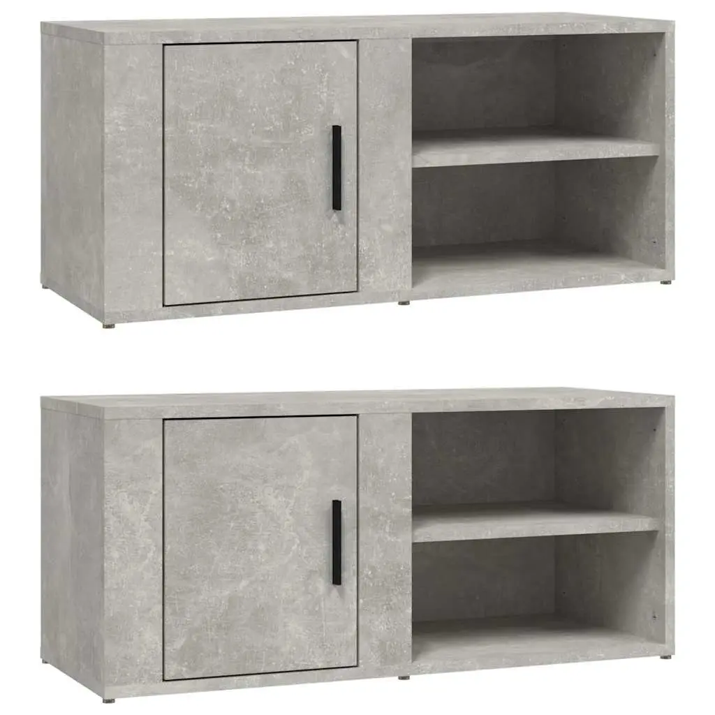 TV Cabinets Engineered Wood 80x31.5x36 cm Grey Set of 2 Media Storage Unit