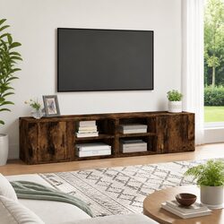 Practical 2-Pack Brown Oak TV Cabinets for Your Home