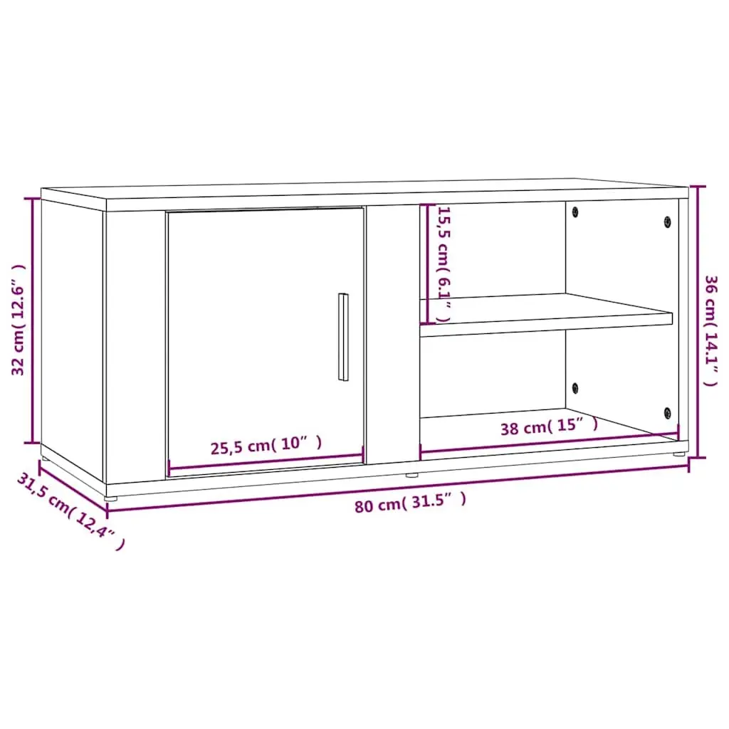 TV Cabinets Engineered Wood 80x31.5x36cm Grey 2 Piece Media Storage Unit with Doors and Compartments