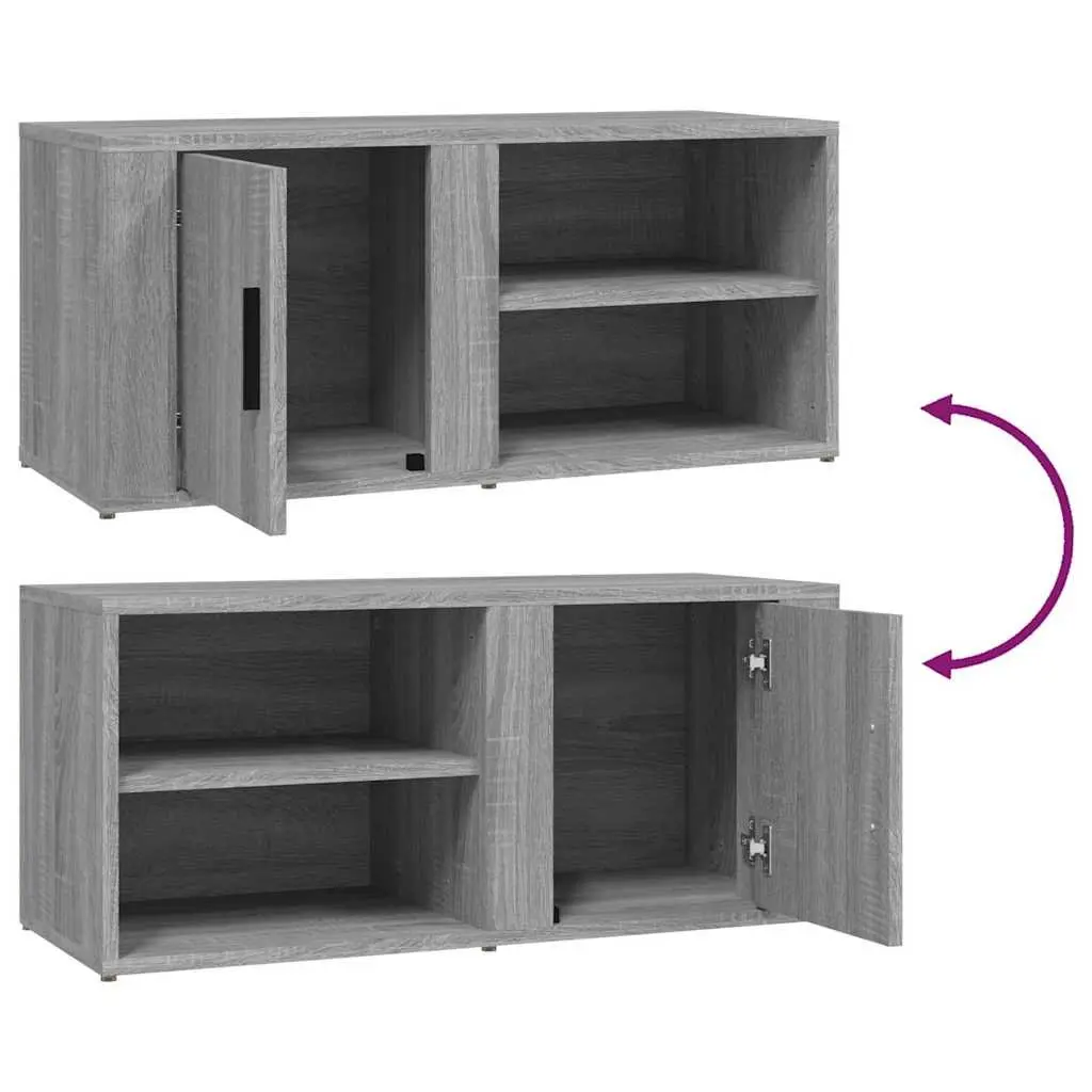 TV Cabinets Engineered Wood 80x31.5x36cm Grey 2 Piece Media Storage Unit with Doors and Compartments