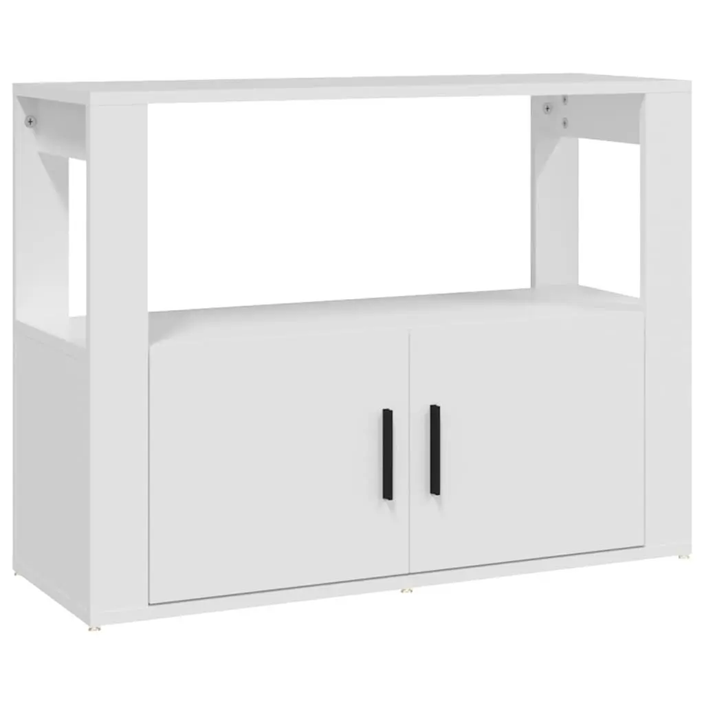 Storage Cabinet White Engineered Wood with Shelf and Doors 80x30x60cm for Living Room