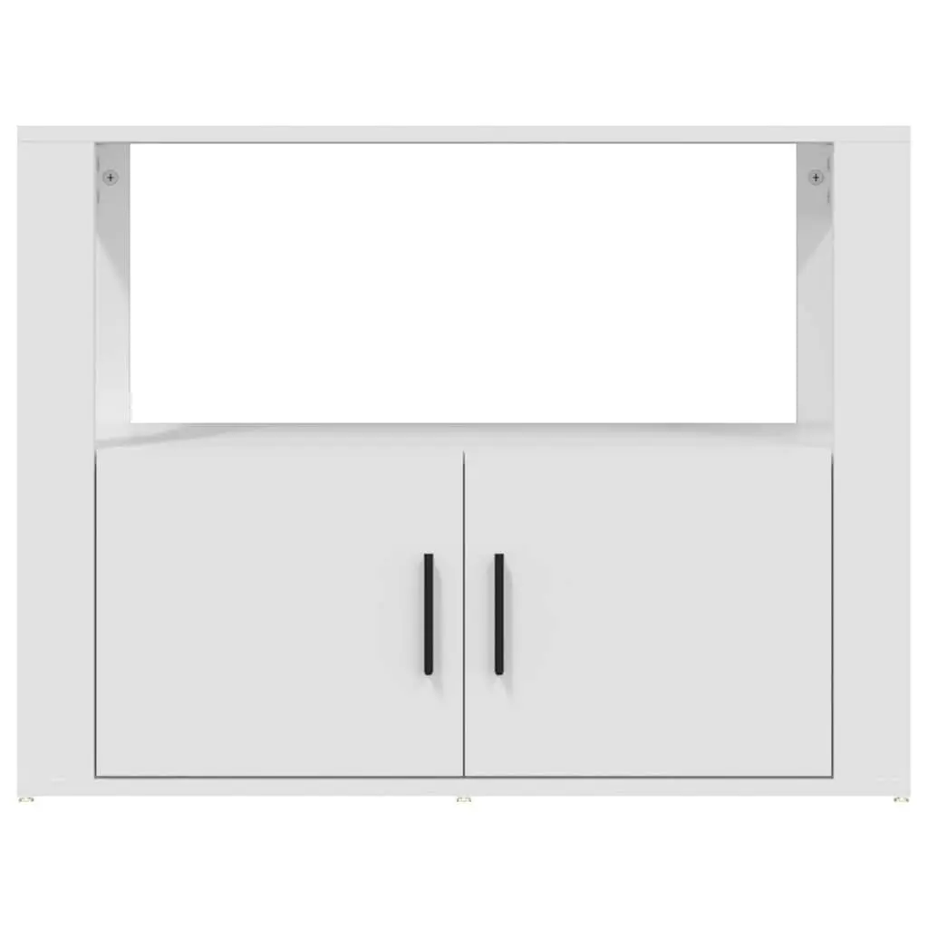 Storage Cabinet White Engineered Wood with Shelf and Doors 80x30x60cm for Living Room