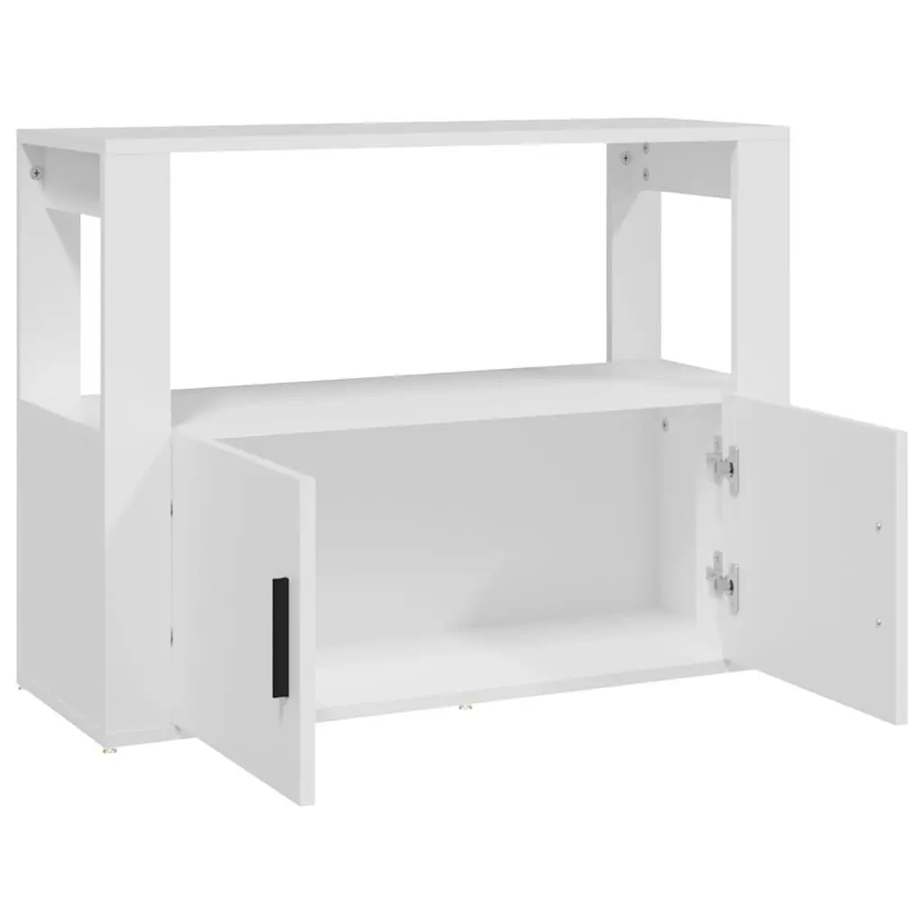 Storage Cabinet White Engineered Wood with Shelf and Doors 80x30x60cm for Living Room