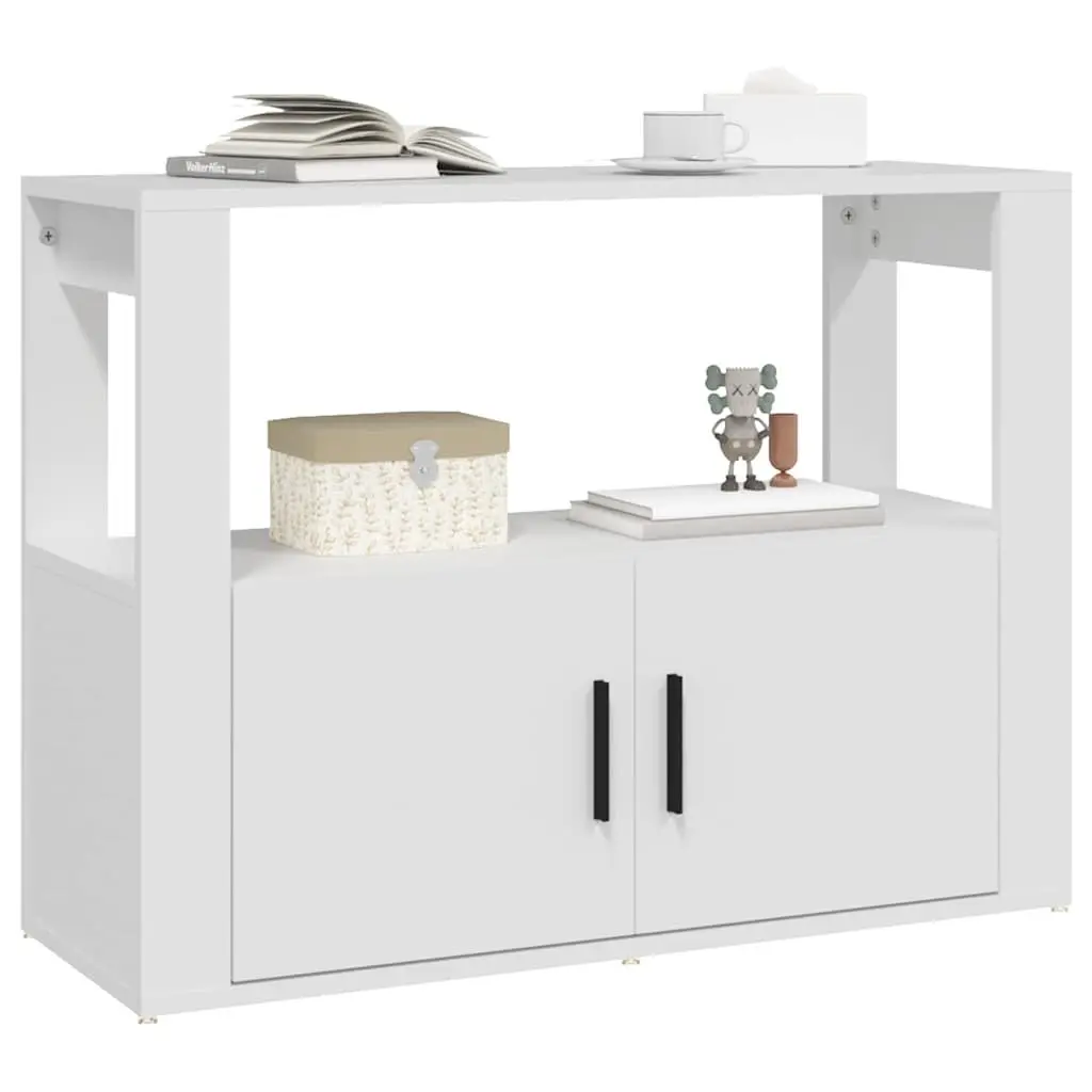 Storage Cabinet White Engineered Wood with Shelf and Doors 80x30x60cm for Living Room