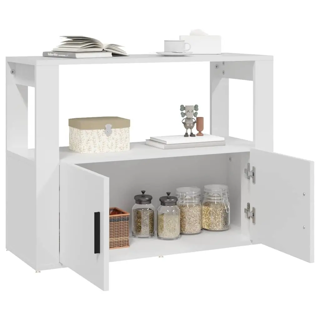 Storage Cabinet White Engineered Wood with Shelf and Doors 80x30x60cm for Living Room