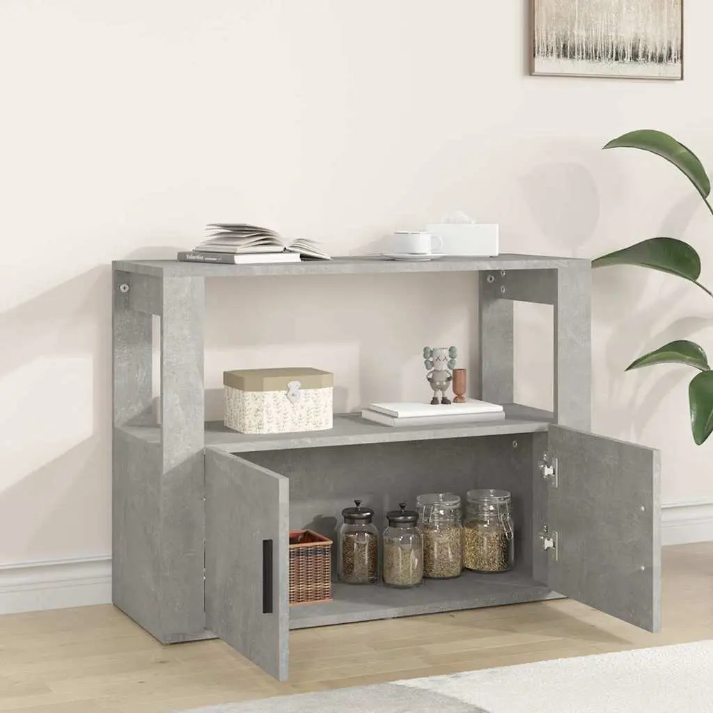 Sideboard Engineered Wood 80 x 30 x 60 cm Grey Storage Cabinet Living Room Organiser