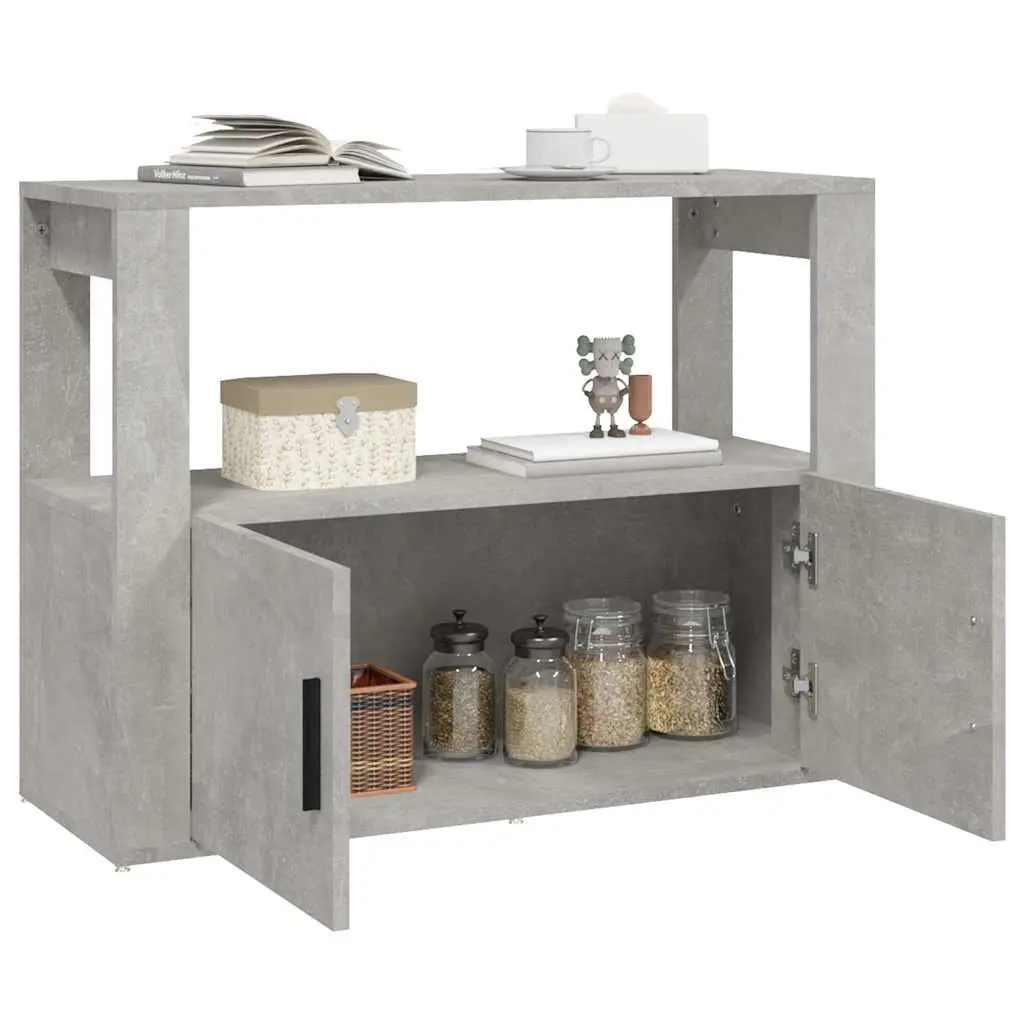 Sideboard Engineered Wood 80 x 30 x 60 cm Grey Storage Cabinet Living Room Organiser
