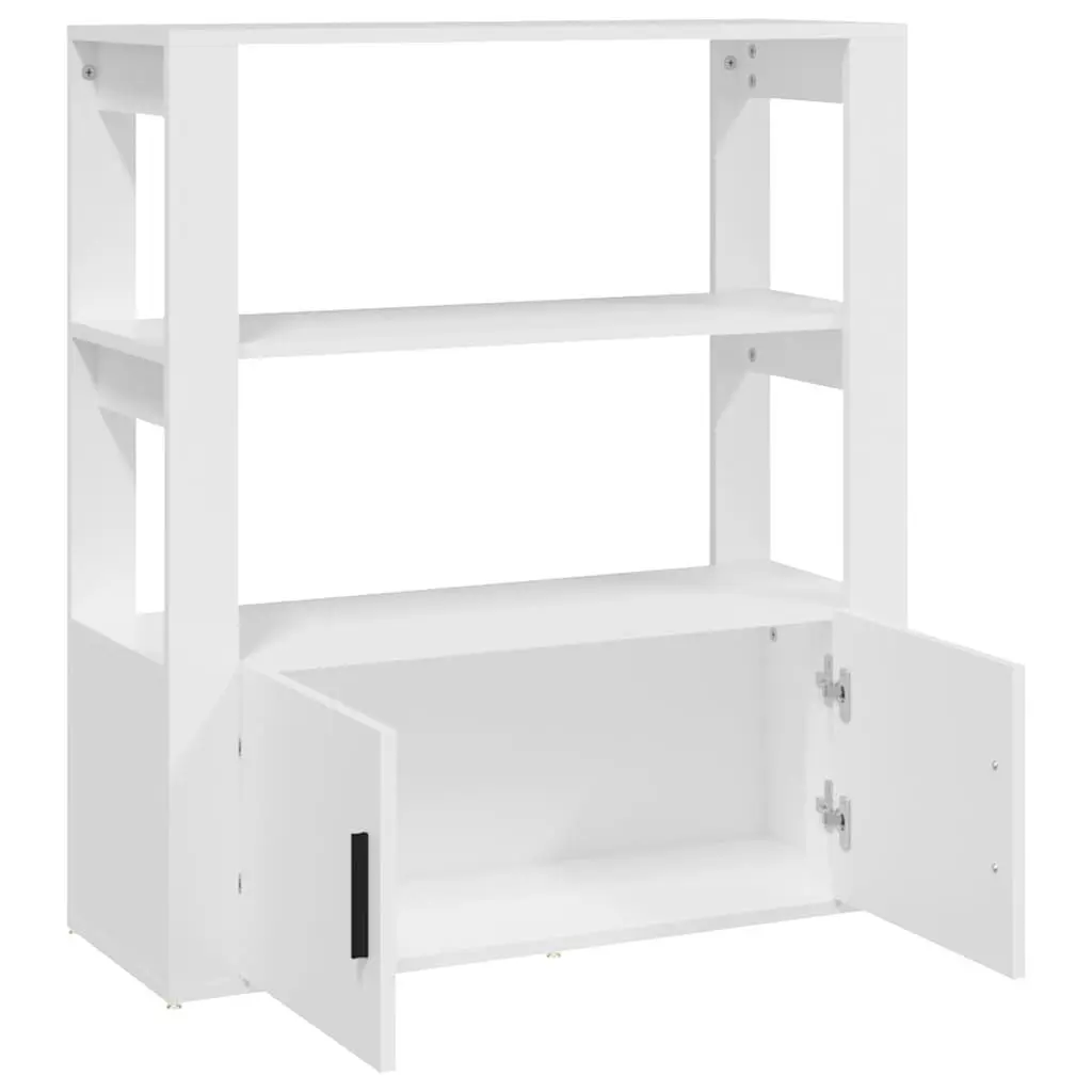 Sideboard White 80x30x90 cm Storage Cabinet Engineered Wood Shelves Doors