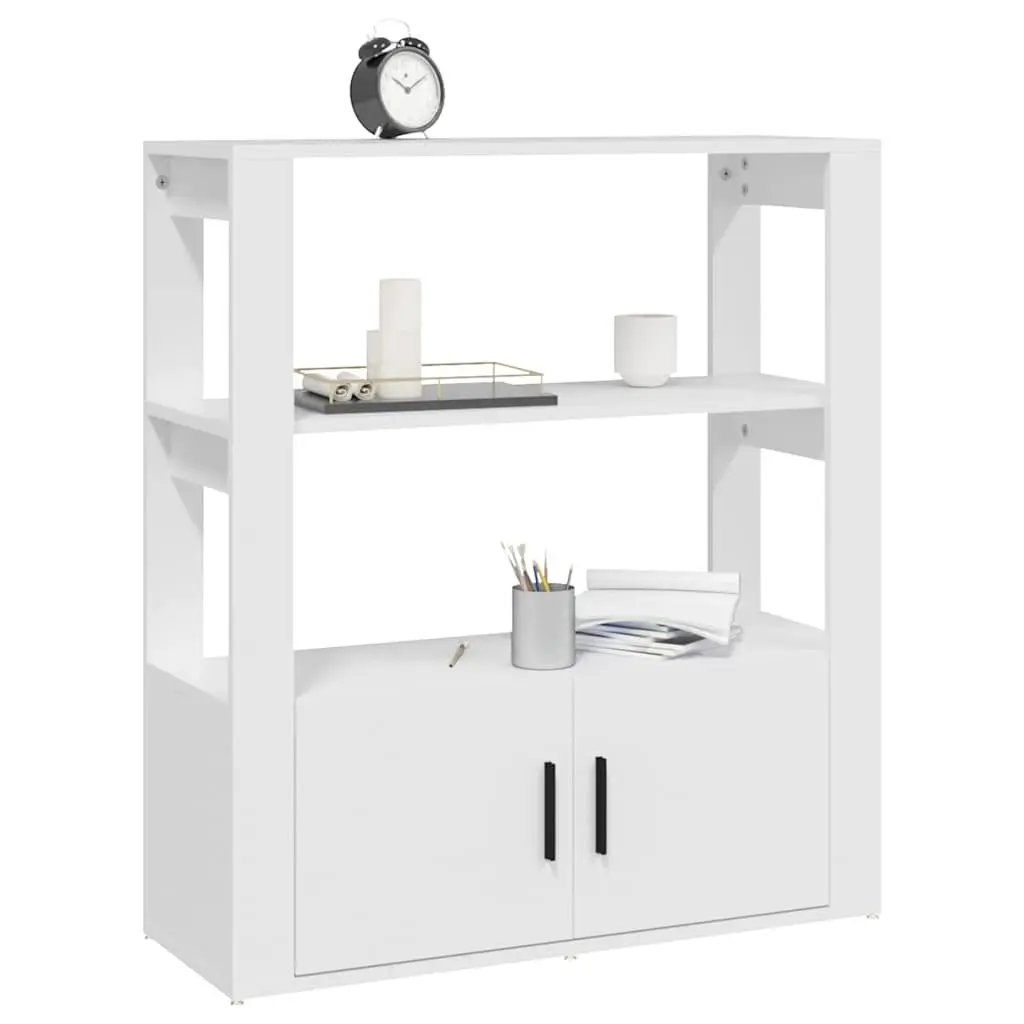 Sideboard White 80x30x90 cm Storage Cabinet Engineered Wood Shelves Doors