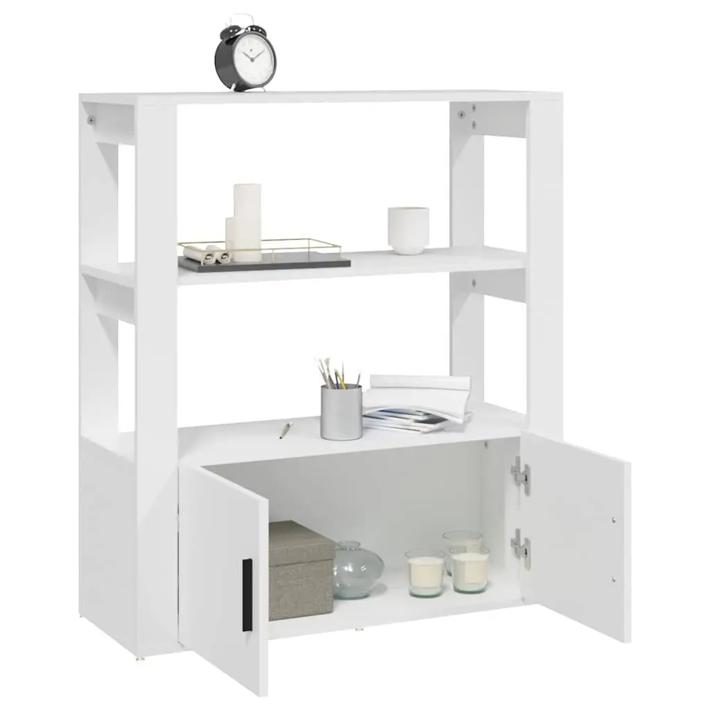 Sideboard White 80x30x90 cm Storage Cabinet Engineered Wood Shelves Doors