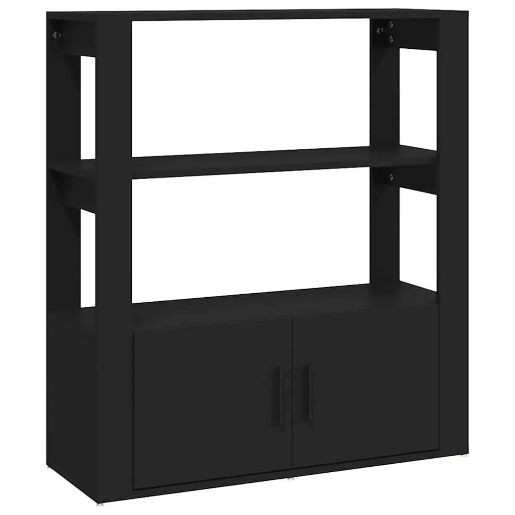 Sideboard Black 80x30x90 cm Storage Cabinet Engineered Wood Shelves Doors