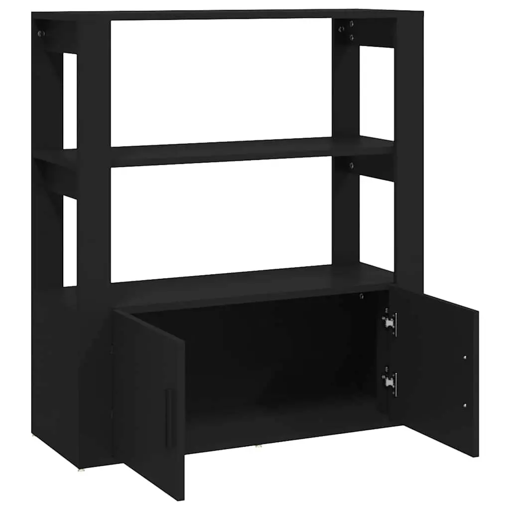 Sideboard Black 80x30x90 cm Storage Cabinet Engineered Wood Shelves Doors