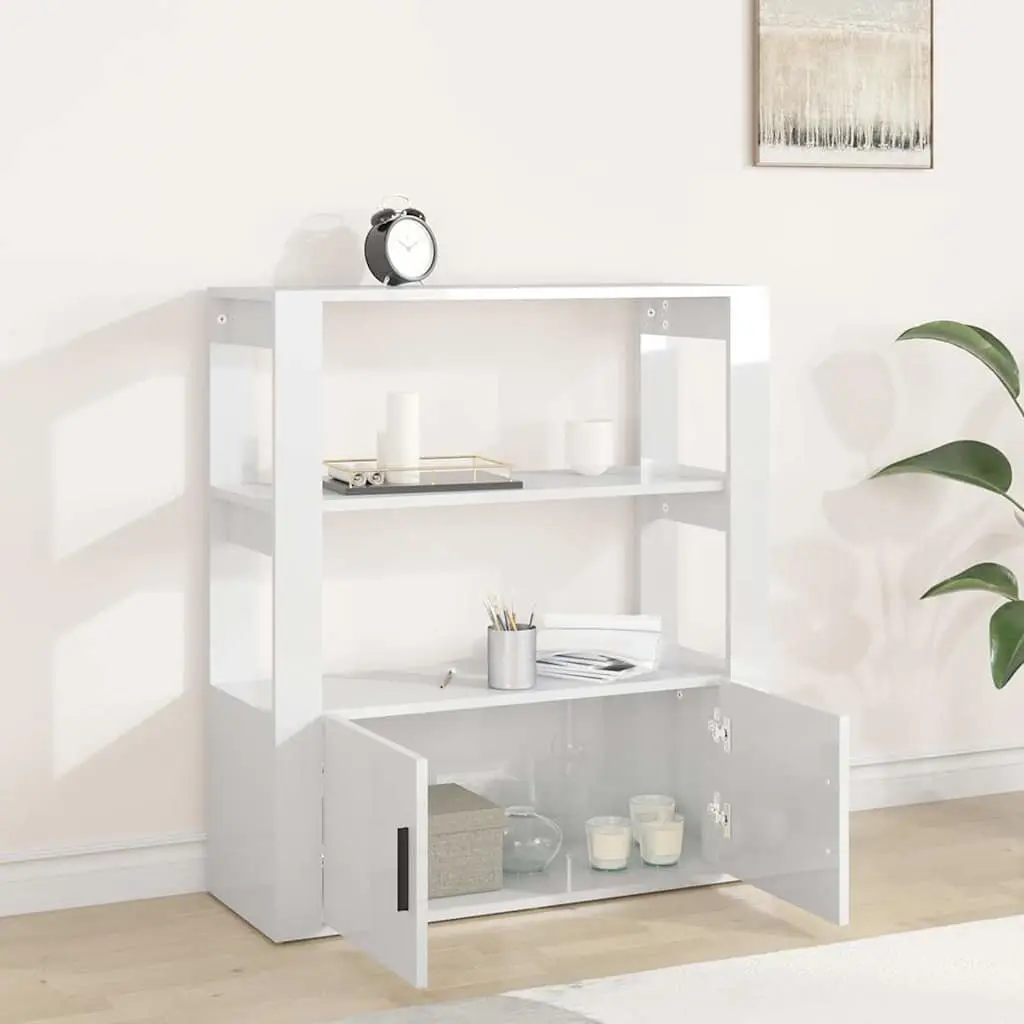 White High Gloss Sideboard Storage Cabinet with Shelves Doors Engineered Wood