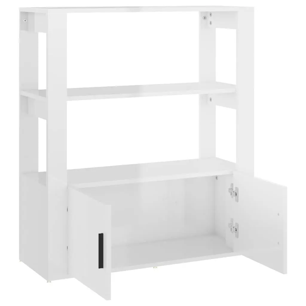 White High Gloss Sideboard Storage Cabinet with Shelves Doors Engineered Wood