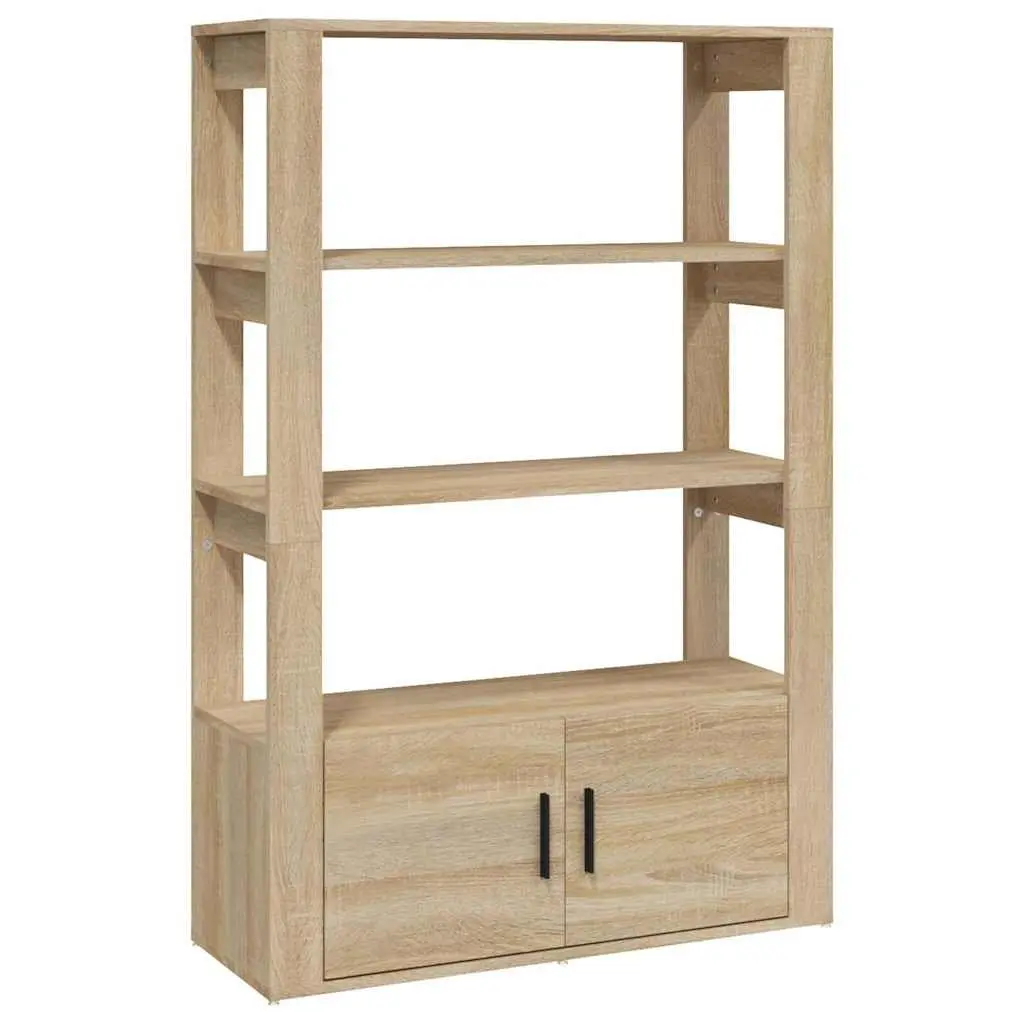 Sideboard Engineered Wood Brown 80W x 30D x 119.5H cm Storage Cabinet with Shelves and Doors