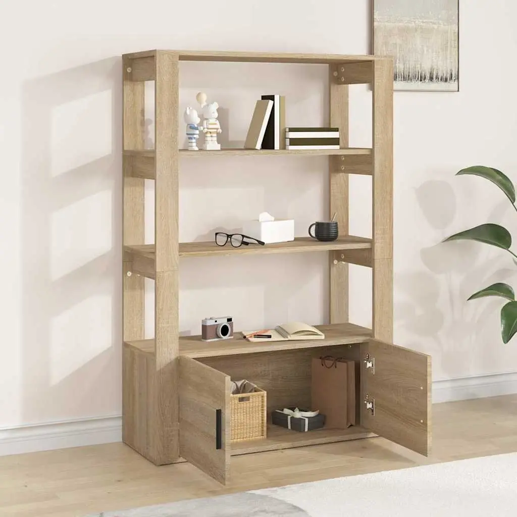 Sideboard Engineered Wood Brown 80W x 30D x 119.5H cm Storage Cabinet with Shelves and Doors