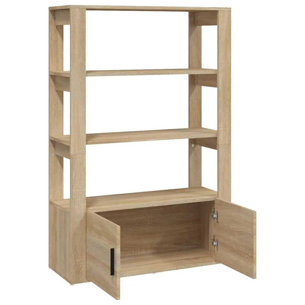 Sideboard Engineered Wood Brown 80W x 30D x 119.5H cm Storage Cabinet with Shelves and Doors