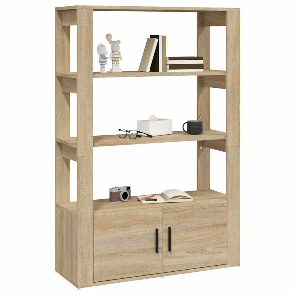 Sideboard Engineered Wood Brown 80W x 30D x 119.5H cm Storage Cabinet with Shelves and Doors