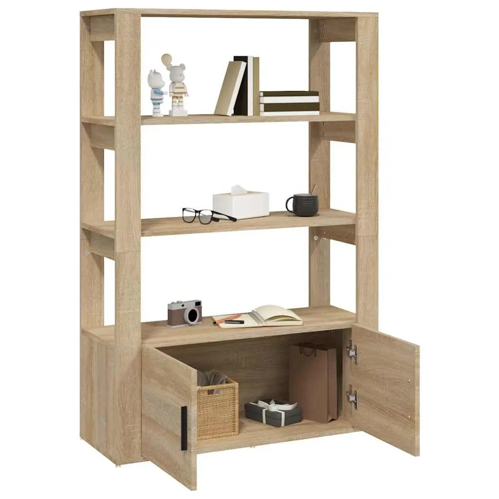 Sideboard Engineered Wood Brown 80W x 30D x 119.5H cm Storage Cabinet with Shelves and Doors
