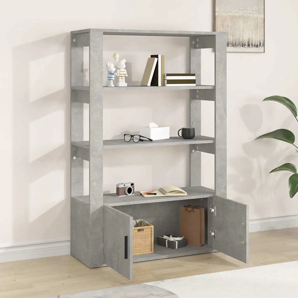 Sideboard Engineered Wood Grey Storage Cabinet 80L x 30W x 119.5H cm