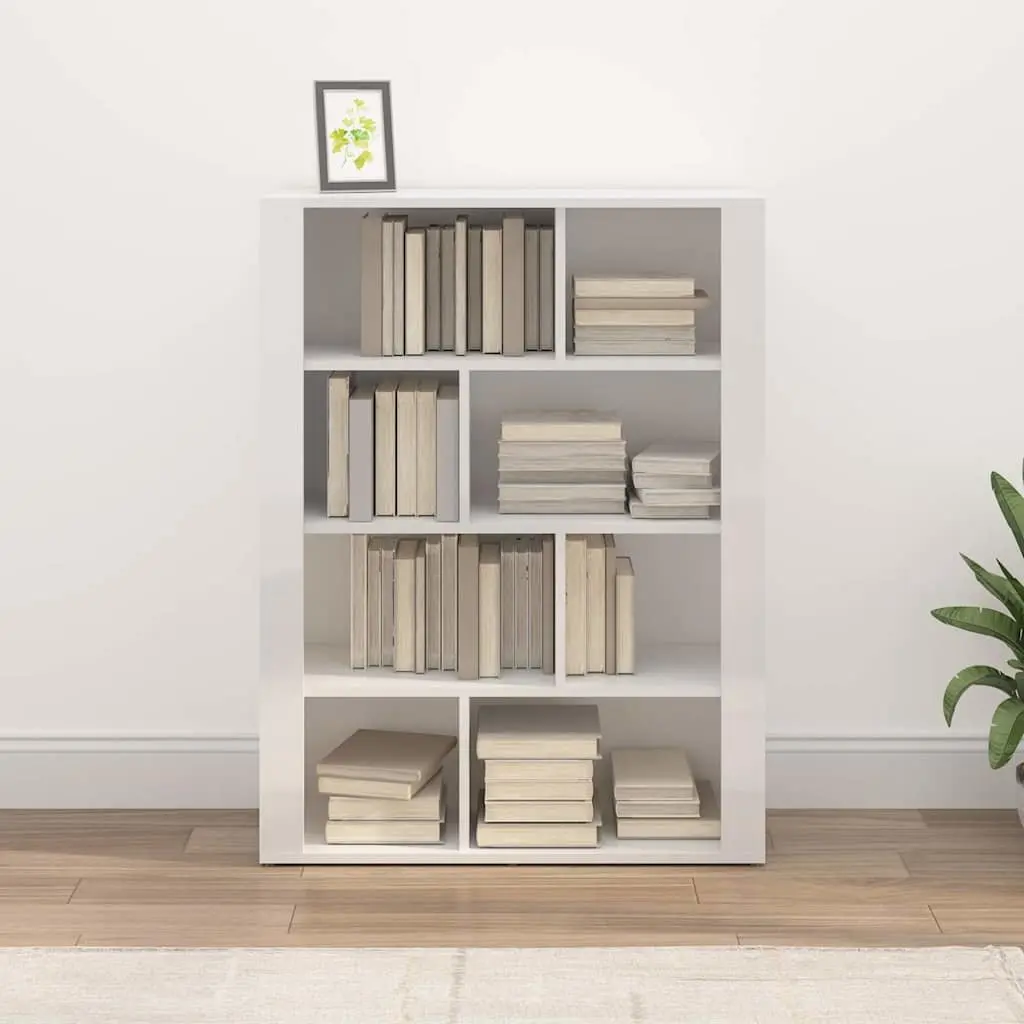 High Gloss White Sideboard Buffet Engineered Wood 80cm Width 30cm Depth 106cm Height