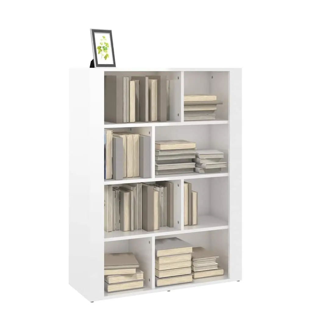 High Gloss White Sideboard Buffet Engineered Wood 80cm Width 30cm Depth 106cm Height