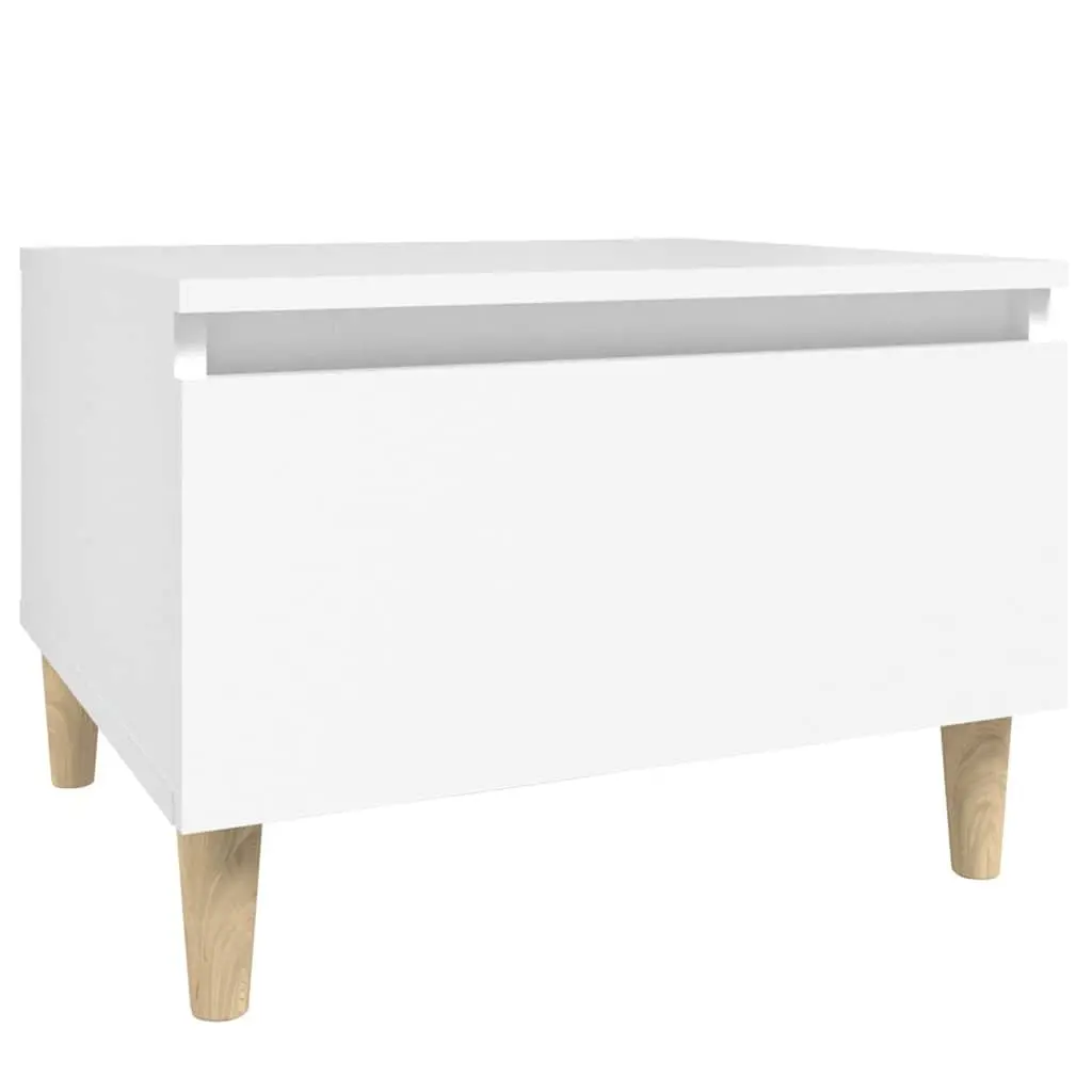 End Table Engineered Wood 50 x 46 x 35 cm White 2 Piece Side Tables with Drawer Storage