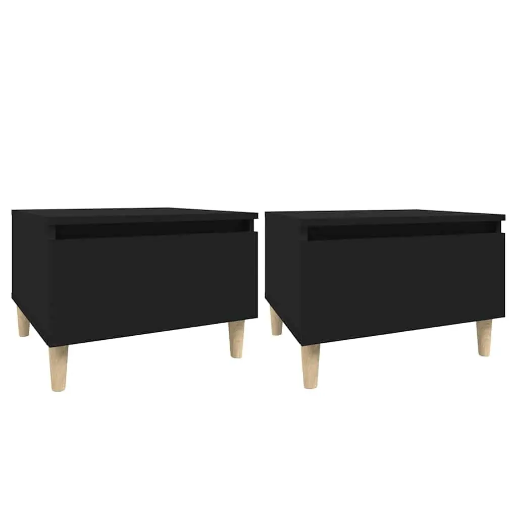 End Tables Engineered Wood 50x46x35 cm Black 2 Piece Side Table Accent Furniture