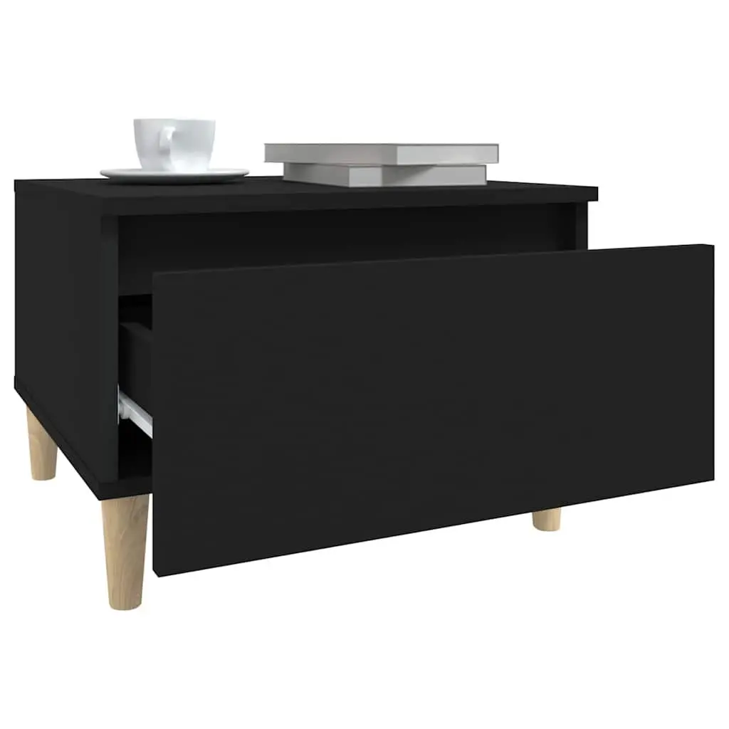 End Tables Engineered Wood 50x46x35 cm Black 2 Piece Side Table Accent Furniture