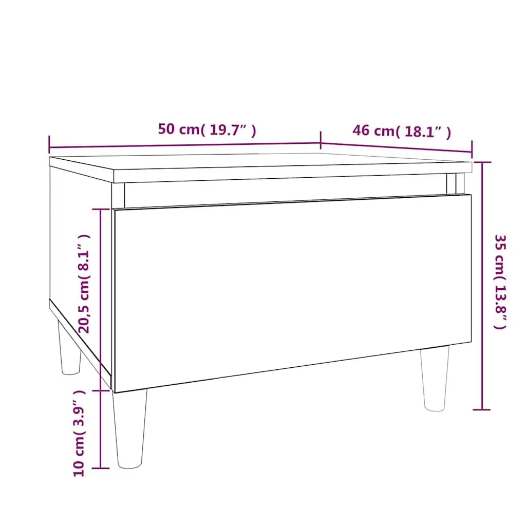 White High Gloss Engineered Wood Side Tables 2 Piece Accent for Living Room