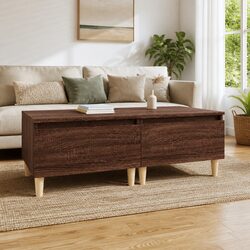 Set of 2 Brown Oak End Tables with Storage