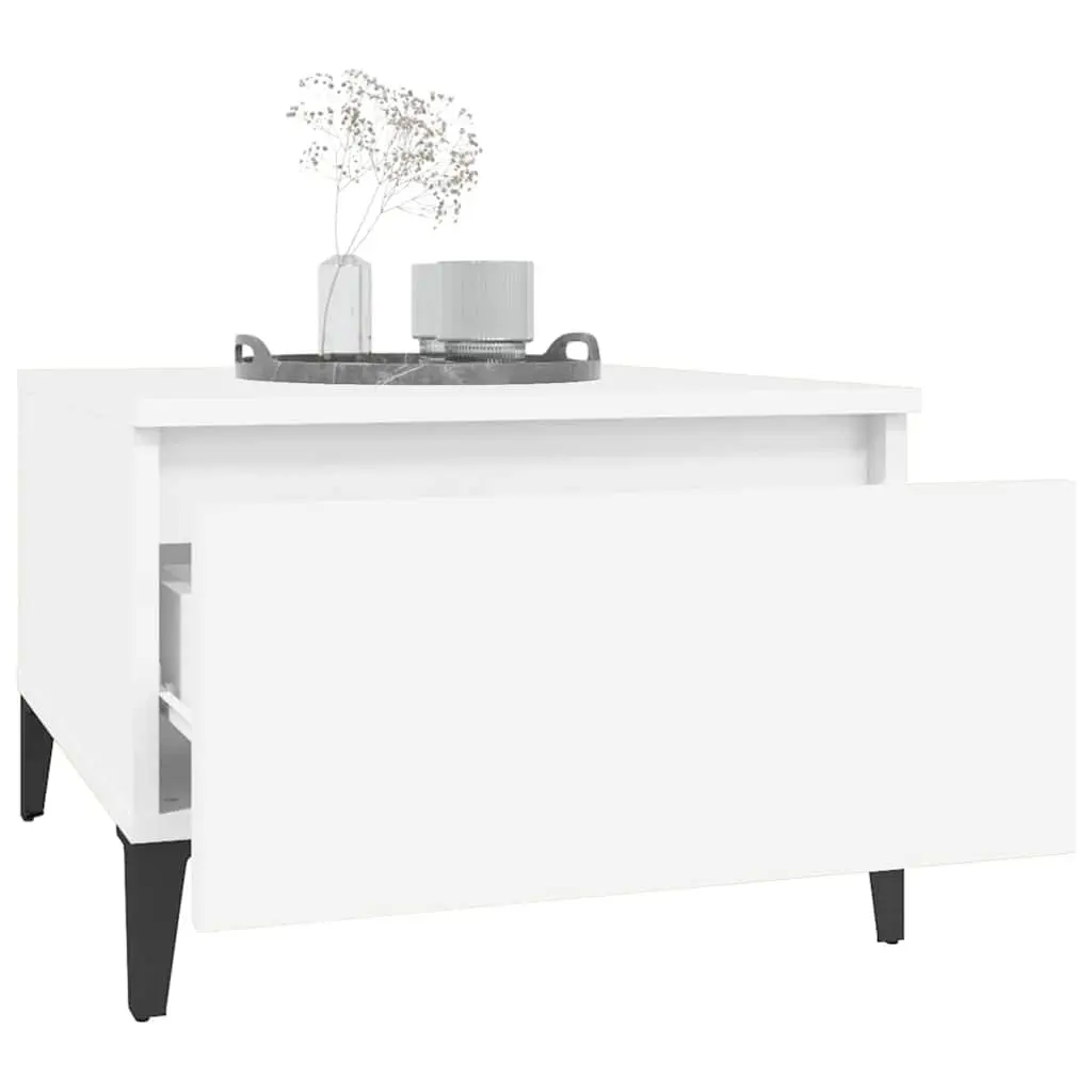 End Table Engineered Wood 50 x 46 x 35 cm White Industrial Style