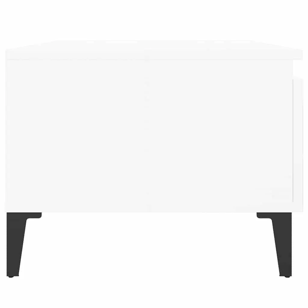 End Table Engineered Wood High Gloss White 50W x 46H x 35D cm