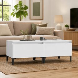 2-Piece High Gloss White Side Table Set