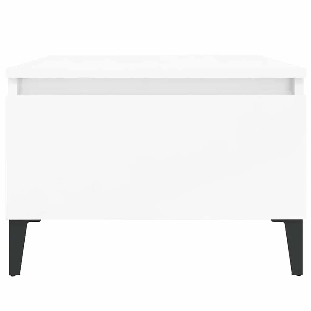 Set of 2 Side Tables Engineered Wood High Gloss White with Drawer Storage 50x46x35cm