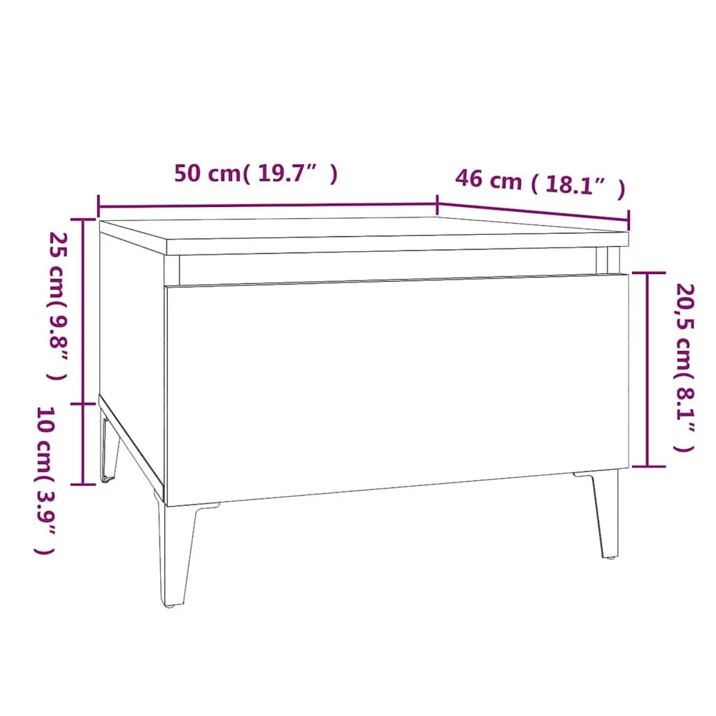 Set of 2 Side Tables Engineered Wood High Gloss White with Drawer Storage 50x46x35cm