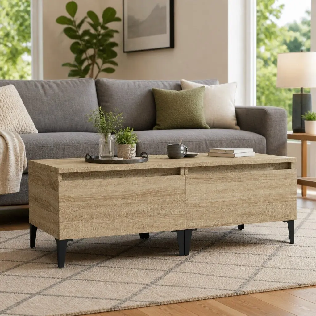 End Tables Engineered Wood 50W x 46D x 35H cm Brown 2 pcs
