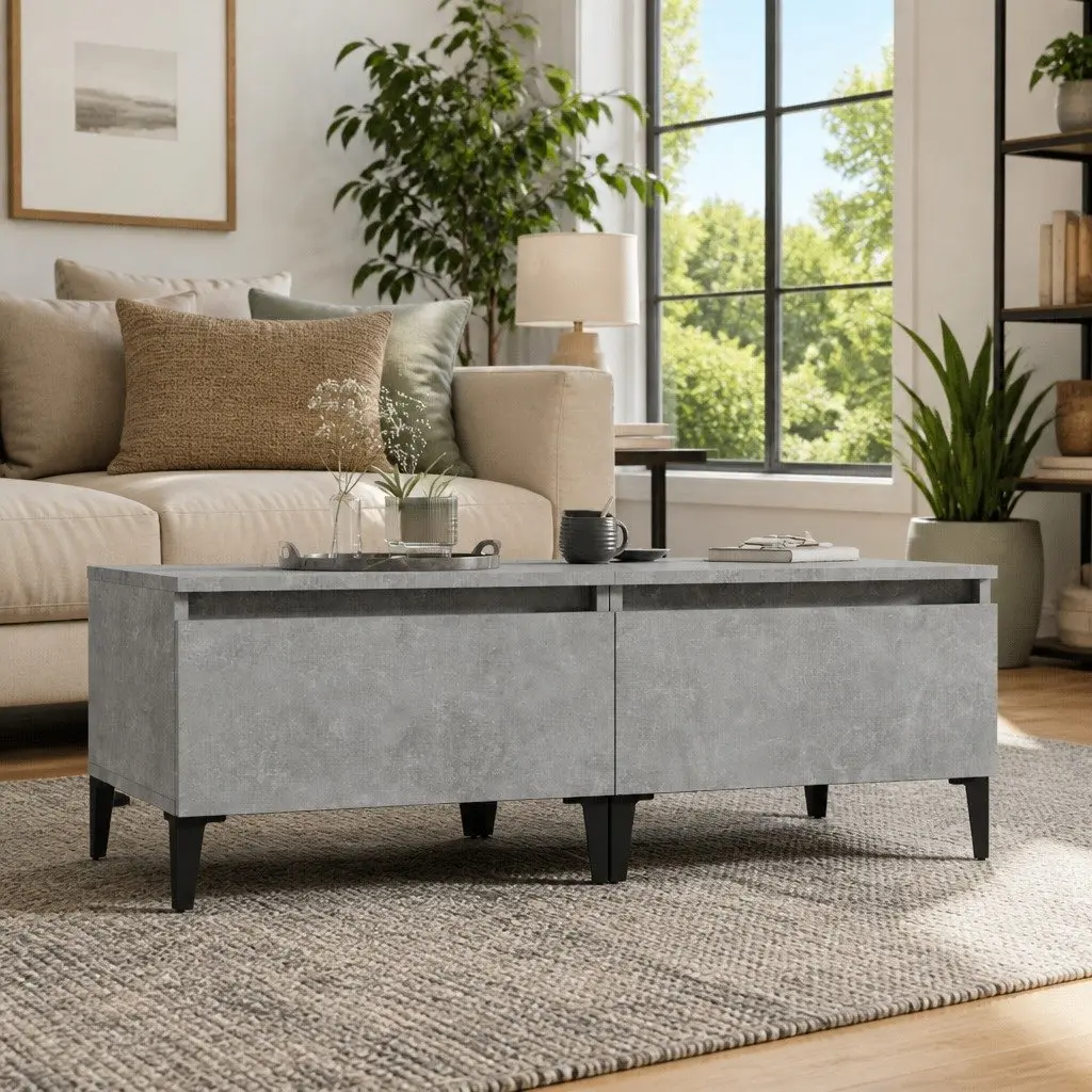 End Tables Engineered Wood Grey Set of 2 Accent Side Tables with Drawer Storage
